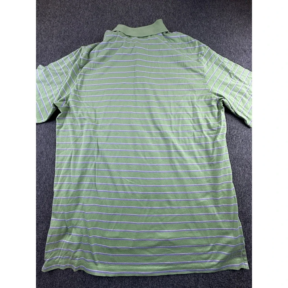 Polo Golf Ralph Lauren Polo Mens Large Green Striped Pima Cotton Logo Activewear